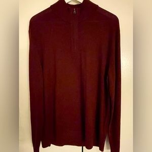 100% Merino Wool Long Sleeve Quarter Zip Sweater from Banana Republic (dark red)